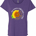 Sunflowers Cows Ladies T-Shirt, Ladies Triblend Dolman Sleeve, Purple Rush
