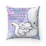 No One Else Will Ever Know The Strength of My Love Elephant Mother Heart Blue Decorative Pillow