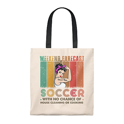 Weekend_ Forecast Soccer Vintage Canvas Tote Bag - Shoulder Bag - Reusable Grocery Shopping Bag