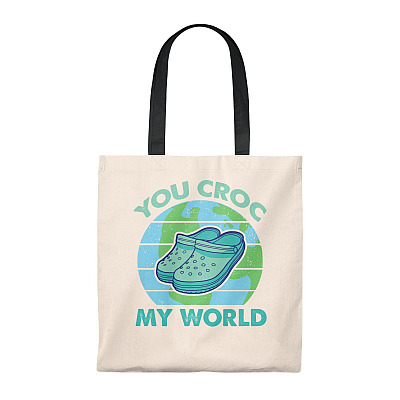 You Croc My World Vintage Canvas Tote Bag - Shoulder Bag - Reusable Grocery Shopping Bag