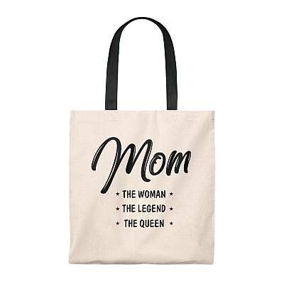 Mom The Woman The Le-gend The Queen Vintage Canvas Tote Bag - Shoulder Bag - Reusable Grocery Shopping Bag