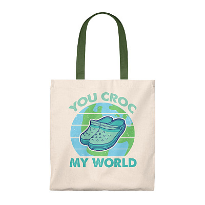 Alternative view of You Croc My World Vintage Canvas Tote Bag - Shoulder Bag - Reusable Grocery Shopping Bag