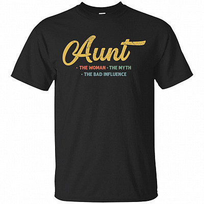 Aunt The Woman The Myth The Bad Influence Vintage Retro T-Shirt - V-Neck Shirt