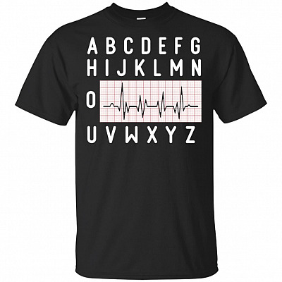 ABCDEFGHIJKLMNO Nurse Heart Beat T-Shirt
