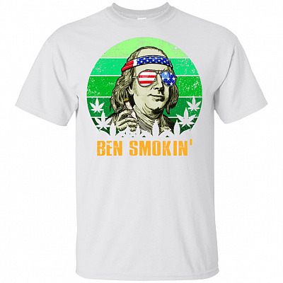 Ben Smoking Blunt Funny Fourth Of July Vintage T-shirt - V-neck Tee