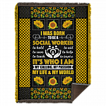 I Was Born To Be A Social Worker To Hold To Save To Teach Fleece Blanket - Premium Sherpa Blanket - Woven Blanket