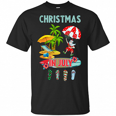Christmas In July Santa T-Shirt - Hawaiian Summer Shirt