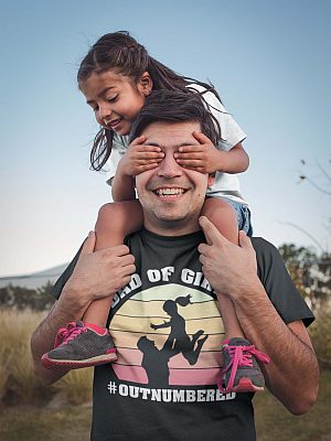 Alternative view of Dad Of Girls Outnumbered T-Shirt - Vintage Father's Day Gift Shirt