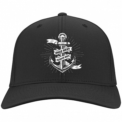 Once-Navy Always-Navy Twill Cap - High-Profile Snapback Hat - Trucker Hat - Beanie - Knit Cap