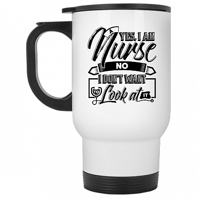 14 oz. White Travel Mug