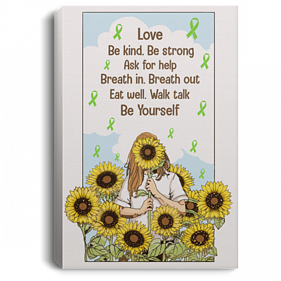 Love Be Kind Be Strong Ask For Help Breath Be Yourself Mental Health Awareness Framed Canvas - Unframed Poster