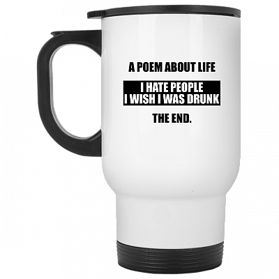 14 oz. White Travel Mug