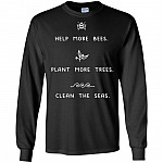 Help More Bees Plant More Trees Clean The Seas Hoodie - Long Sleeve - Sweatshirt