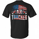 Trucker American Flag Print On Back T-Shirt