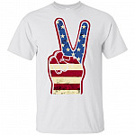 Vintage 4th Of July Peace Sign American Flag Patriotic T-Shirt