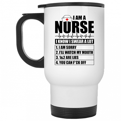 14 oz. White Travel Mug