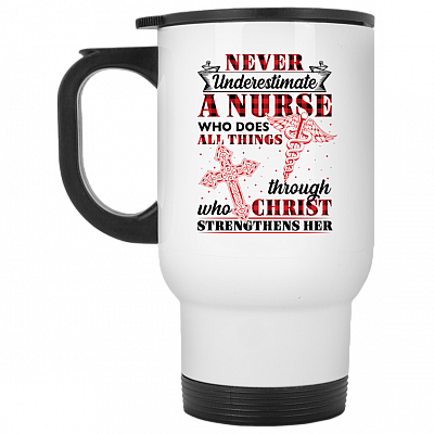 14 oz. White Travel Mug