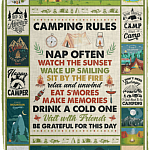 Camping Rules Nap Often Watch The Sunset Fleece Blanket - Premium Sherpa Blanket - Woven Blanket