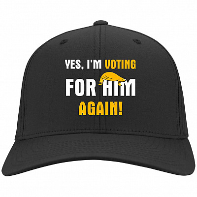 Yes I'm Voting For Him Again Twill Cap - High-Profile Snapback Hat - Trucker Hat