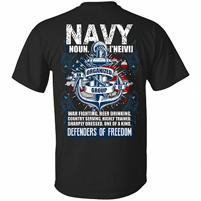 Navy An Organized Group Of Defenders Of Freedom Print On Back T-Shirt