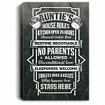 Auntie's House Rules Kitchen Open 24 Hours No Parents Allowed Framed Canvas - Unframed Poster