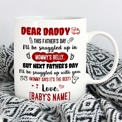 Alternative view of Personalized Dear Daddy This Father's Day I'll Be Snuggled Up in Mommy's Belly Ceramic Coffee Mug - Beer Stein