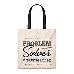 Problem Solver Math Teacher Vintage Canvas Tote Bag - Shoulder Bag - Reusable Grocery Shopping Bag