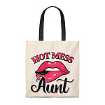 Hot Mess Aunt Vintage Canvas Tote Bag - Shoulder Bag - Reusable Grocery Shopping Bag