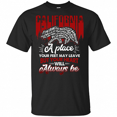 California A Place Your Feet May Leave But Your Heart Will Always Be T-Shirt - V-Neck