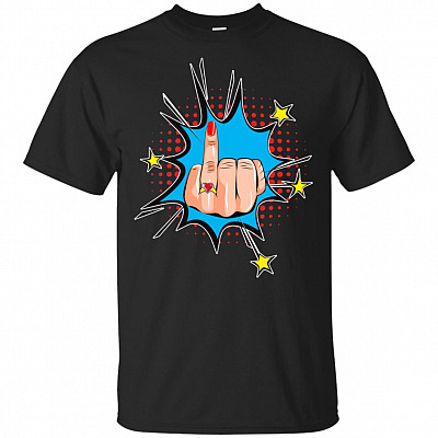 Engaged Ring Finger Pop-Art T-Shirt - Honeymoon Gift Shirt - Engaged Gift Shirt