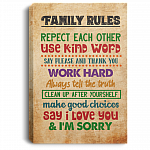 Family Rules Respect Each-Other Use Kind Words Gallery Wrapped Framed Canvas Prints - Unframed Poster