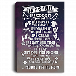 Mom's Rules If I Cook It You Eat If I Buy It You Wear Because I'm Mom Framed Canvas - Unframed Poster
