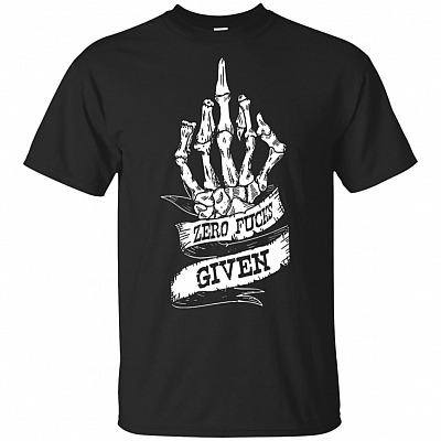 Zero Fucks Given Funny Sarcasm Skull Hand for Woman T-Shirt