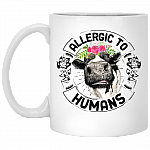 Allergic To Humans Heifer Ceramic Coffee Mug - Beer Stein - Water Bottle - Color Changing Mug