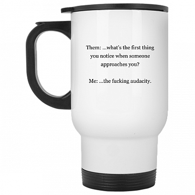 14 oz. White Travel Mug