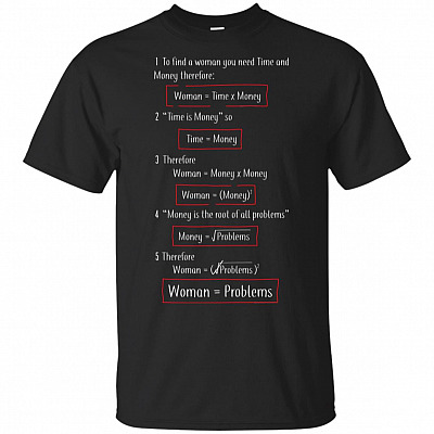 To Find A Woman You Need Time and Money T-Shirt - Woman Equal Problems Shirt