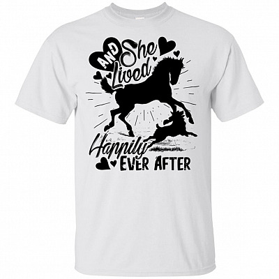 Alternative view of And She Lived Happily Ever After Dog With Horse Lovers T-shirt - V-neck