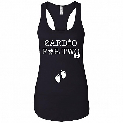 Cardio For Two Funny Pregnancy Workout Cotton Tank Top Tee - Ladies Racerback Tank