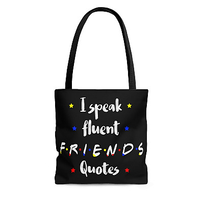 I Speak Fluent  Friends Quotes Vintage Canvas Tote Bag - Shoulder Bag - Reusable Grocery Shopping Bag