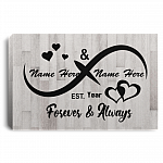 Forever and Always Personalized Couple Wrapped Framed Canvas Prints - Unframed Poster - Home Decor Wall Art