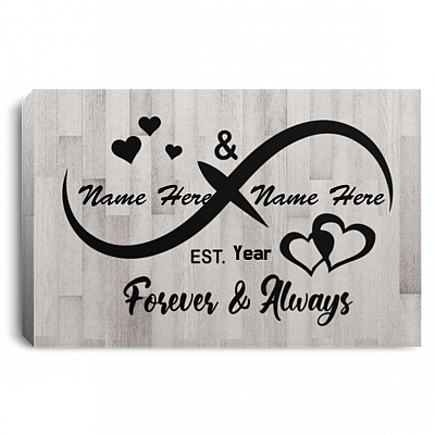 Forever and Always Personalized Couple Wrapped Framed Canvas Prints - Unframed Poster - Home Decor Wall Art