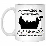 Happiness Is Watching TV Sitcom Show With Friends Again and Again Fun Watching TV Mug Water Bottle Beer Stein