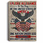 One-Nation Under God Justice-for-All Framed Canvas Prints - Unframed Poster - Patriotic Canvas Art