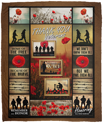 Alternative view of Thank You Veteran Blanket