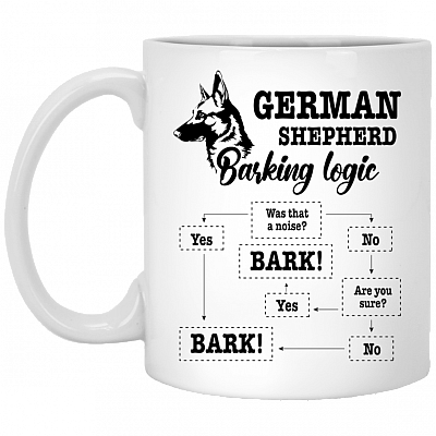 German Shepherd Barking Logic Ceramic Coffee Mug - Beer Stein -Water Bottle