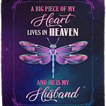 A Big Piece Of My Heart Lives In Heaven And He Is My Husband Fleece Blanket - Premium Sherpa Blanket