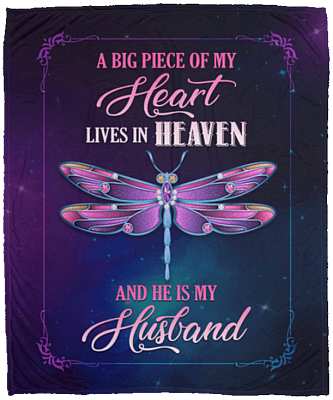 A Big Piece Of My Heart Lives In Heaven And He Is My Husband Fleece Blanket - Premium Sherpa Blanket