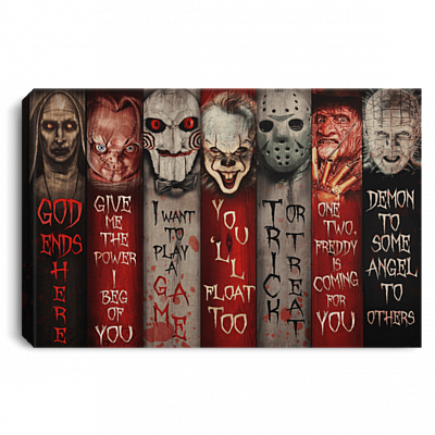 Nun Chucky Billy Penny Jason Freddy Pinhead Halloween Quote Framed Canvas Prints - Unframed Poster