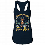 Merry Fitmas and A Happy New Rear Cotton Tank Top Tee - Racerback Tank Shirt