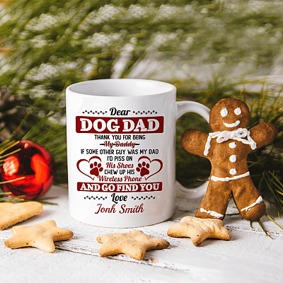 Alternative view of Dear Dog Dad Thank You for Being My Daddy Personalized Dog Ceramic Coffee Mug - Beer Stein - Water Bottle